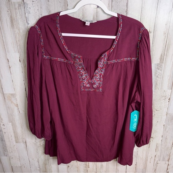The Pioneer Woman Tops - The Pioneer Woman Split Neck Embroidered Blouse Women's Plus Size 2X NWT!
